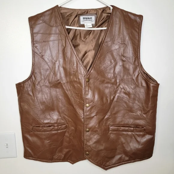 Haband Jackets Coats Duke Haband Brown Leather Southwestern Vest Xlarge Poshmark